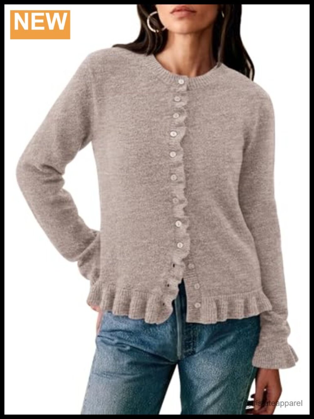PRETTYGARDEN Womens Ruffle Button Down Cardigan Sweater
